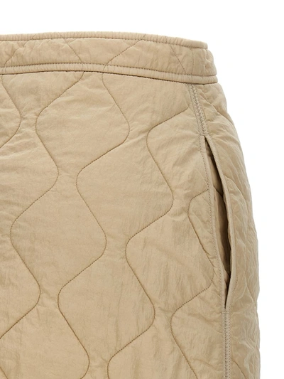 Shop Burberry Quilted Nylon Skirt In Beige