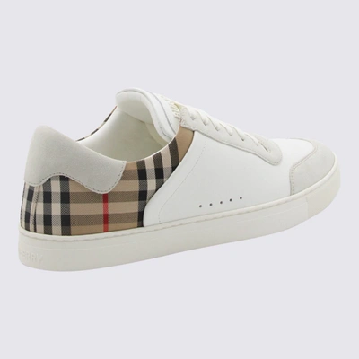Shop Burberry White And Archive Beige Canvas And Leather Sneakers In Ntwht/arbeige Ip Chk