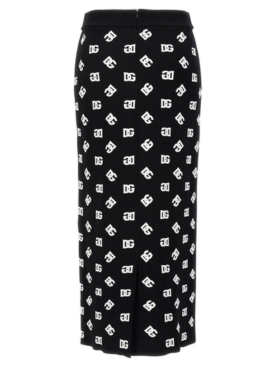 Shop Dolce & Gabbana 'dg' Skirt In White/black