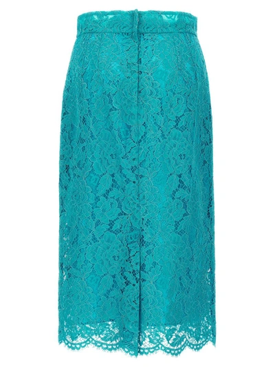 Shop Dolce & Gabbana Lace Skirt In Blue