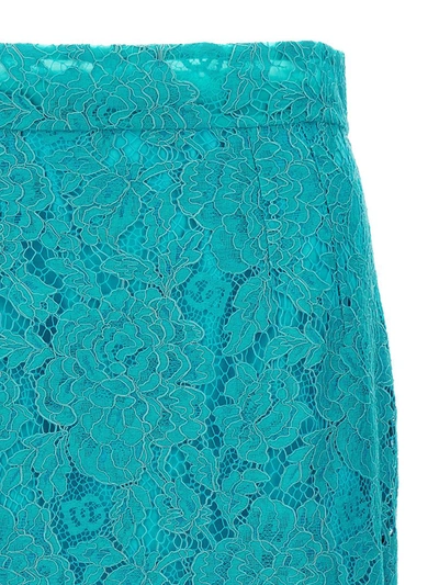 Dolce & Gabbana High-waisted Floral Lace Skirt In Blue