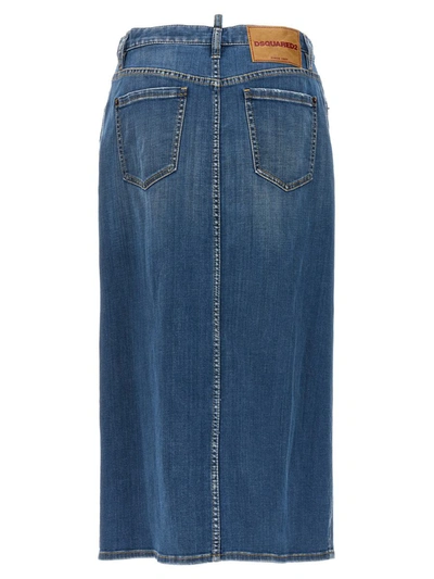 Shop Dsquared2 Denim Long Skirt In Blue