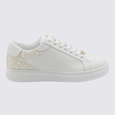Shop Jimmy Choo White Leather Rome Sneakers In 081085