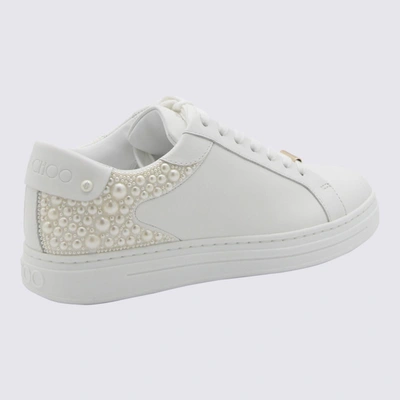 Shop Jimmy Choo White Leather Rome Sneakers In 081085