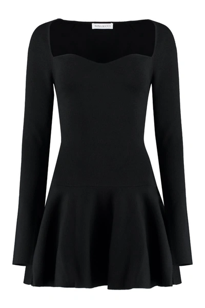 Shop Nina Ricci Knitted Dress In Black