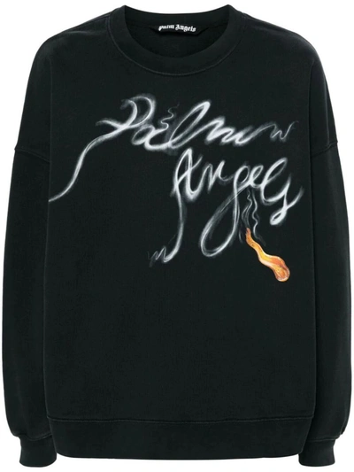 Shop Palm Angels Foggy Pa Crewneck Sweatshirt Clothing In Black