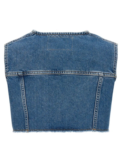 Shop Philosophy Di Lorenzo Serafini Denim Cropped Vest In Blue