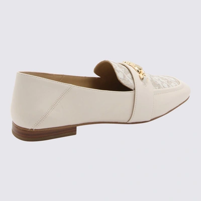 Shop Michael Michael Kors Michael Kors Cream Leather And Canvas Tiffanie Loafers In Vanilla