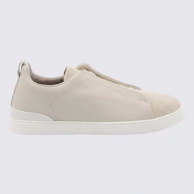 Shop Zegna White Leather Slip On Sneakers