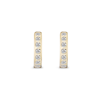 Shop Marlo Laz Gemma Hoop Earrings In 14k Yellow Gold,white Diamond
