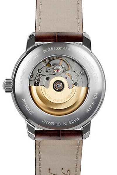 Pre-owned Zeppelin Automatic Men's Watch Atlantic Swiss With Brown Leather Band 8452-5