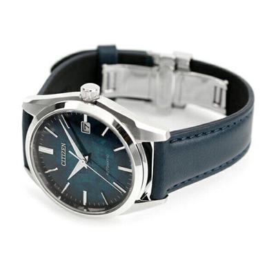 Pre-owned Citizen Collection Nb1060-12l Blue Men's Watch Silver Leaf Lacquer Dial Model N