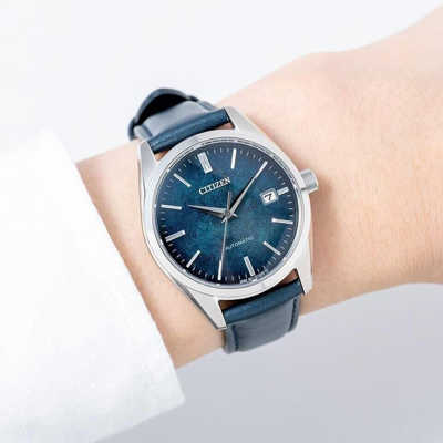 Pre-owned Citizen Collection Nb1060-12l Blue Men's Watch Silver Leaf Lacquer Dial Model N