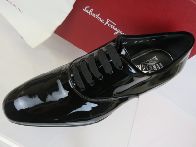 Pre-owned Ferragamo Salvatore  Belshaw Black Patent Leather Formal Dress Oxfords 10 E