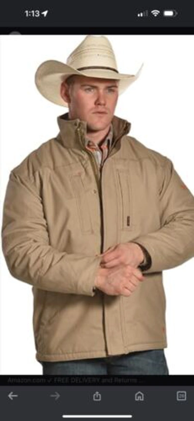 Pre-owned Ariat Men's Fr Lined Workhorse Work Jacket Khaki Xx-large In Beige/khaki