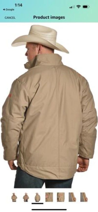 Pre-owned Ariat Men's Fr Lined Workhorse Work Jacket Khaki Xx-large In Beige/khaki