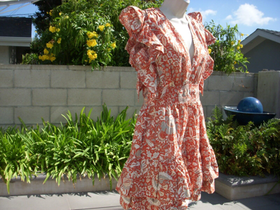 Pre-owned Ulla Johnson Kiri Orange Blossom Ruffled Mini Dress 100% Cotton Chose 6, 8 Or 10 In Pink
