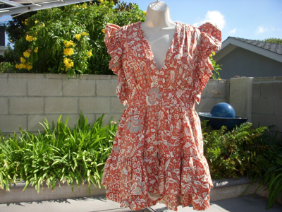 Pre-owned Ulla Johnson Kiri Orange Blossom Ruffled Mini Dress 100% Cotton Chose 6, 8 Or 10 In Pink