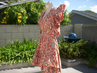 Pre-owned Ulla Johnson Kiri Orange Blossom Ruffled Mini Dress 100% Cotton Chose 6, 8 Or 10 In Pink