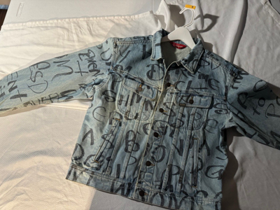 Pre-owned Supreme Black Ark Denim Trucker Jacket Blue Size Small (x2) Ships 2day