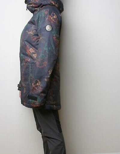 Pre-owned 686 Women Dream Insulated Jacket (m) Black Stripe Floral M1w308-blk