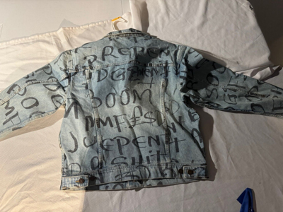 Pre-owned Supreme Black Ark Denim Trucker Jacket Blue Size Small (x2) Ships 2day