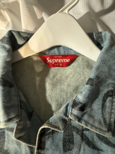 Pre-owned Supreme Black Ark Denim Trucker Jacket Blue Size Small (x2) Ships 2day