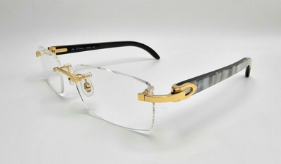 Pre-owned Cartier Buffalo White/gold Glasses Ct00460 In Clear Lens