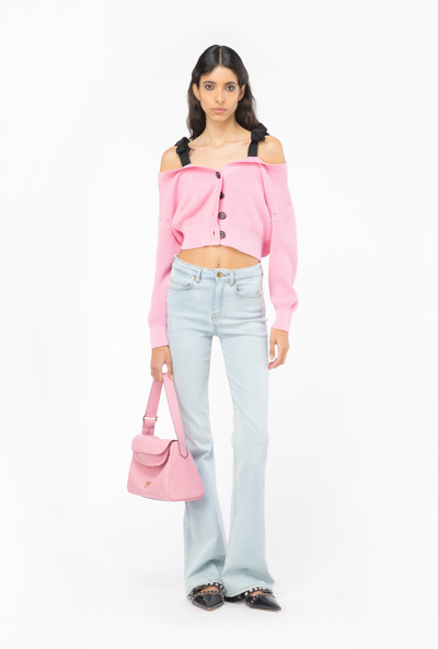 Shop Pinko Flared Baby Blue Denim Jeans In Délavage Clair