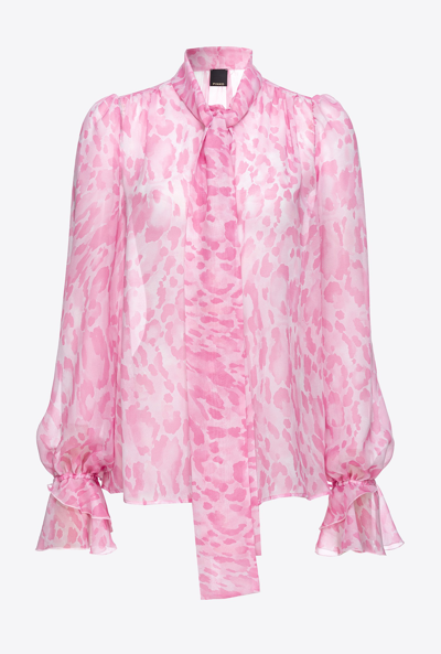 Shop Pinko Printed Chiffon Blouse In Pink/pink Multi-colour