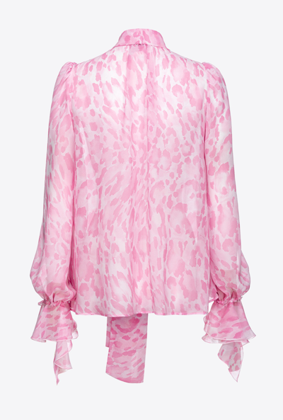 Shop Pinko Printed Chiffon Blouse In Pink/pink Multi-colour
