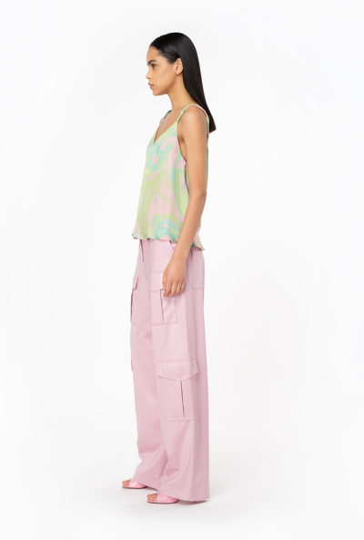 Shop Pinko Splash-print Satin Vest Top In Mult. Vert/rose