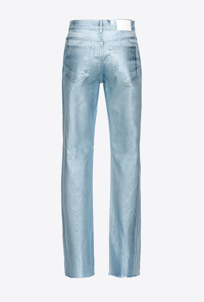 Shop Pinko Straight-leg Shiny Denim Jeans In Light Captain Blue