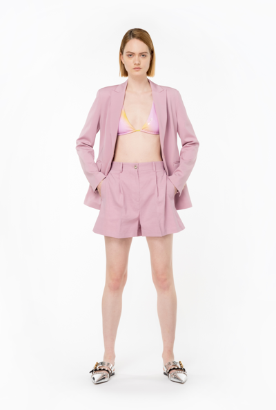 Shop Pinko Tailored Linen Shorts In Orchid Smoke