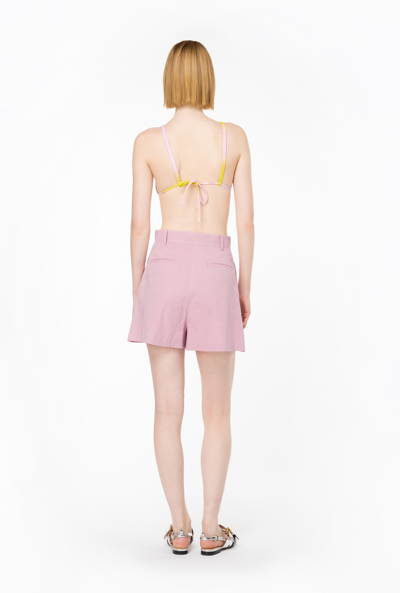 Shop Pinko Tailored Linen Shorts In Orchid Smoke