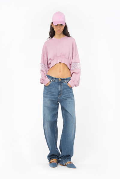Pinko Egg Fit Jeans For In Délavage Vintage Moyen Foncé