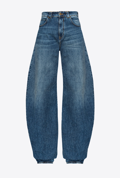Pinko Egg Fit Jeans For In Délavage Vintage Moyen Foncé