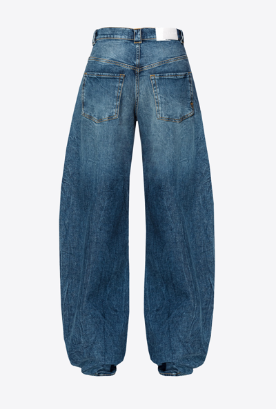 Pinko Egg Fit Jeans For In Délavage Vintage Moyen Foncé