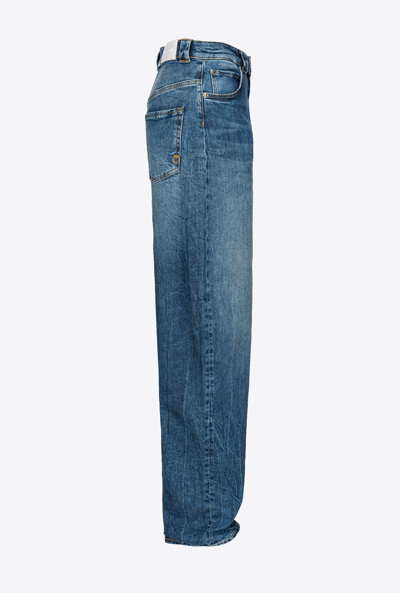 Pinko Egg Fit Jeans For In Délavage Vintage Moyen Foncé