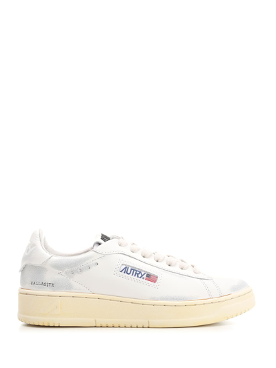 Autry White Lace-up Sneakers In Bianco