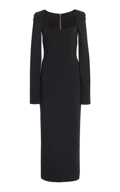 Shop Dolce & Gabbana Jersey Midi Dress In Black
