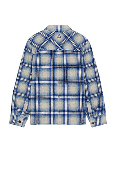 Shop Isabel Marant Kervon Blanket Coat In Blue