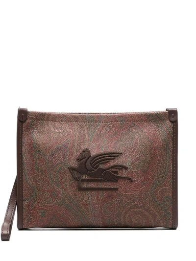 Shop Etro Pouch Bags In Brown