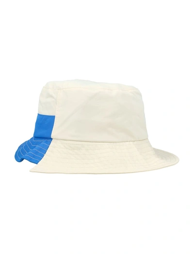 Shop Jw Anderson J.w. Anderson Asymmetric Colourblock Bucket Hat In White Blue