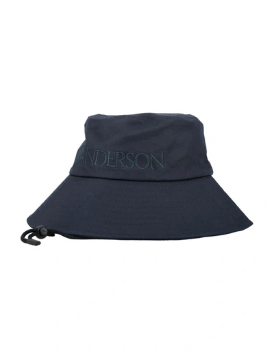 Shop Jw Anderson J.w. Anderson Logo Bucket Hat In Navy