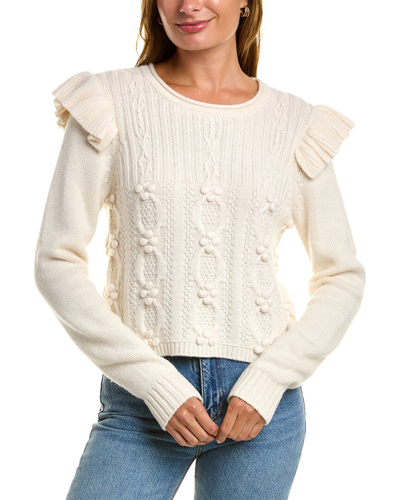 Shop Autumn Cashmere Popcorn Cable Cashmere & Wool-blend Sweater In White