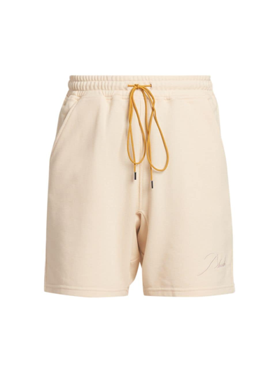 Shop Rhude Men's Piqué Athletic Shorts In Cream