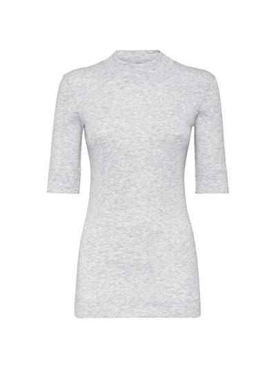 Shop Brunello Cucinelli Women's Cotton Ribbed Jersey T-shirt With Monili In Dark Grey