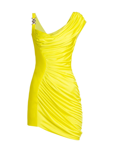 Shop Versace Women's Ruched Jersey Minidress In Mimosa
