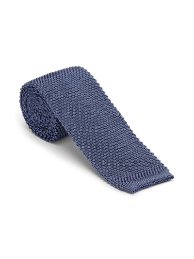 Shop Brunello Cucinelli Men's Silk Knit Tie In Denim
